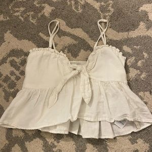 strapless tie front top